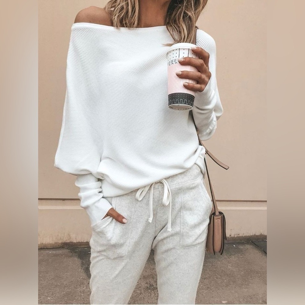 Full Size One-Shoulder Ribbed Sweater Plus Size